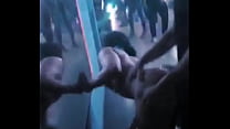 Ebony stripper get fuck in the club infront